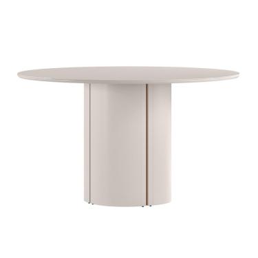 Imagem de Mesa de Jantar Redonda com Tampo de Vidro Serena Off White 135 cm