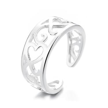 Imagem de Anéis geométricos, anel de dedo simples ajustável irregular cruzado, anéis abertos ajustáveis hip hop punk, com você acessórios modernos melhor para amigos, presente de aniversário e formatura