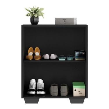 Imagem de Sapateira 2 Portas Com Espelho Nina Preta - MULTIMOVEIS