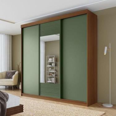 Imagem de Guarda-roupa Casal 3 Portas de Correr 1 Porta com Espelho Samambaia Ca