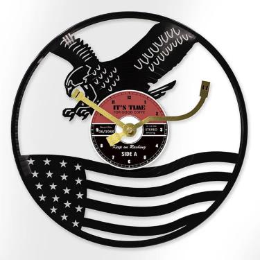 Imagem de Relógio de parede Creative Eagle Vinyl Record 30x30cm, caixa de metal
