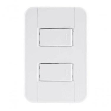 Imagem de Conjunto 4x2 2 Interruptores Simples 10 A 250 V Tramontina Tablet Branco