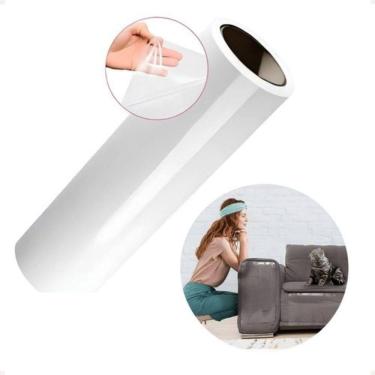 Imagem de Rolo Filme Anti Arranhão Protetor Adesivo Gato Sofá Arranhões Transparente 45cm X 5 Metros