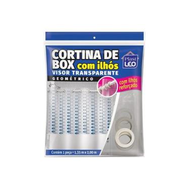 Imagem de Cortina Box Com Visor Transparente Em PVC Para Banheiro Anti Mofo Gram