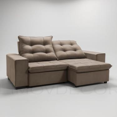 Imagem de Sofá Conforto Plus Reclinável e Retrátil Aurora Veludo LIMOV (Capuccino, 1,50m)