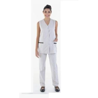 Imagem de Uniforme Doméstica, Faxina Algodão Calça Colete - EBT Uniformes, M, Be