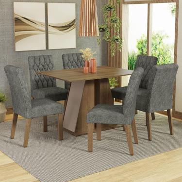 Imagem de Conjunto Sala De Jantar Mesa Tampo De Madeira 6 Cadeiras Rustic/crema/silver Fabiana Madesa Rustic/crema/silver