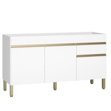Imagem de Balcão Gabinete De Pia 150 Cm 3 Portas Sem Tampo Kits Paraná Branco Supremo Branco-supremo