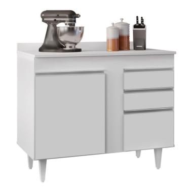 Imagem de Balcão Gabinete 100cm Com Tampo 2 Portas Luziania Branco - Lumil