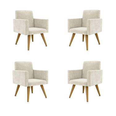 Imagem de Kit 04 Poltronas Decorativa Recepção Balaqui Decor Bege