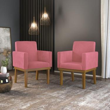 Imagem de Kit 2 Poltronas Cadeira Reforçada Recepção Rosa Cor:rosa
