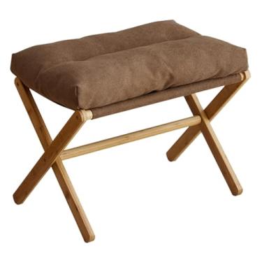 Imagem de Estink Banqueta para Descanso de Pés, Otomano Pequeno Com Almofada de Veludo Macio e Design Resistente de Perna X para Sala de Estar, Quarto, Assentos de Escritório e Suporte para (Café)