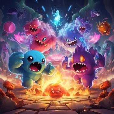 Imagem de Adesivo Decalque de Parede Estilo Anime com Monstros Fofinhos para Crianças 50x50cm