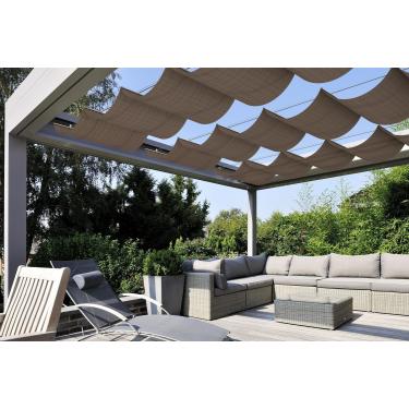 Imagem de Coarbor Pergola Capa de sombreamento flexível retrátil para deck, capa de sombra, capota de substituição Pergola para pátio, quintal, ambientes externos, onda deslizante, toldo de sombra, toldo de 7,6 cm L x 3,6 cm C Marrom