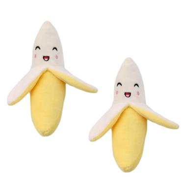 Imagem de YuanHolumid 2 peças de brinquedos amarelos para cachorros de pelúcia (banana)
