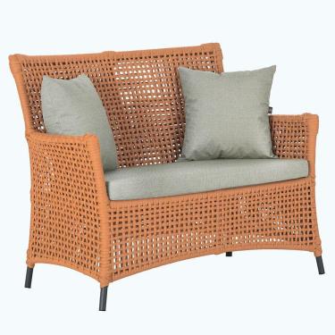 Imagem de 1 Sofá área Externa Igapó Alumínio Preta Corda Náutica E3 Terra Cota