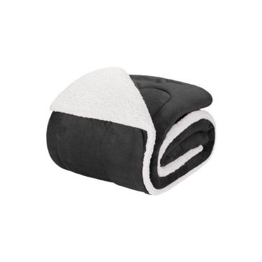 Imagem de Coberdrom 1 Peça Solteiro Fleece Com Sherpa Noruega 100% Poliéster - Preto