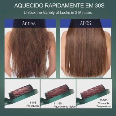 Imagem de Escova De Alisamento De Cabelo Profissional 2 Em 1, Penteadeira De Cerâmica Quente Verde