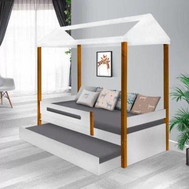 Imagem de Cama Solteiro Sara Branca Com Cama Auxiliar