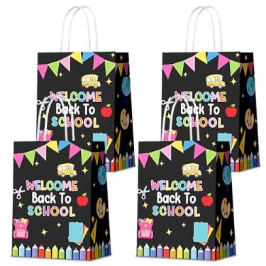 Imagem de KERINGO 16 peças de sacos de presente de volta às aulas bandeiras de lápis coloridos presentes decorativos com alças sacos de doces para lembrancinhas de festa em sala de aula suprimentos
