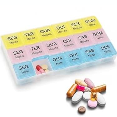 Imagem de Porta Comprimidos 3 X Dia Semanal Caixa Remédios Estojo Organizador Comprimidos Vitaminas Medicamentos Remédios e Cápsulas Manhã Tarde E Noite