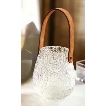 Imagem de Vaso Decorativo de Vidro com Alça, Formato Arredondado, 15cm, para Flores e Plantas