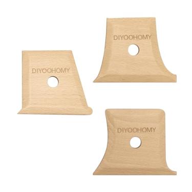 Imagem de DIYOOHOMY Conjunto de 3 ferramentas de corte de costelas de cerâmica, ferramentas de modelagem de argila de madeira para esculpir carimbos de argila moldes de arremesso de roda, cerâmica de nervuras