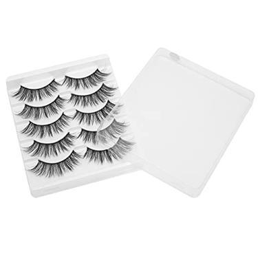 Imagem de Cílios postiços conjunto 5 pares grosso encaracolado reutilizável palco maquiagem cílios para namoro vida diária fibra química (006)