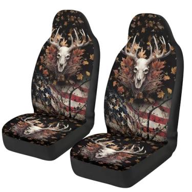 Imagem de gearider Capa de assento de carro de veado camuflado apenas bandeira americana proteção universal do assento dianteiro do veículo capas de almofada de assento automotivo acessórios decoração adequada
