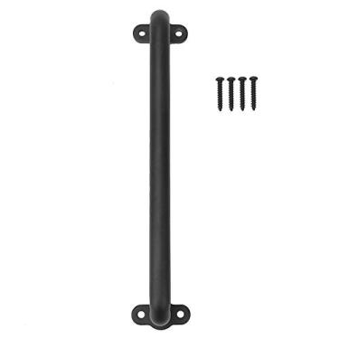 Imagem de Maçaneta moderna nórdica de madeira para porta de celeiro, retrô, porta deslizante, armário, maçaneta, preto, aço carbono, 33x6x7.5cm, para portão de celeiro de garagem