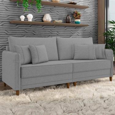 Imagem de Sofá 4 Lugares Living 252cm Pé Madeira Zoe Linho Cinza Escuro Z08 - Mpozenato