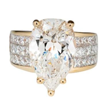 Imagem de Anéis de noivado de zircônia cúbica branca banhada a ouro, alianças de compromisso, festas noturnas, presentes de dia dos namorados, alianças de eternidade para mulheres, 8, Cobre, Sem pedra preciosa