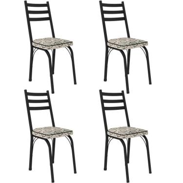 Imagem de Kit 4 Cadeiras Para Cozinha Tubular D-13 Nara De Aço Preto/cedro