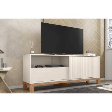 Imagem de Rack Bancada P/ Tv Até 55 Pol Mondrian 1.5 C/ 1 Porta E 1 Gaveta 150cm Off White Mr/freijo - Caemmun