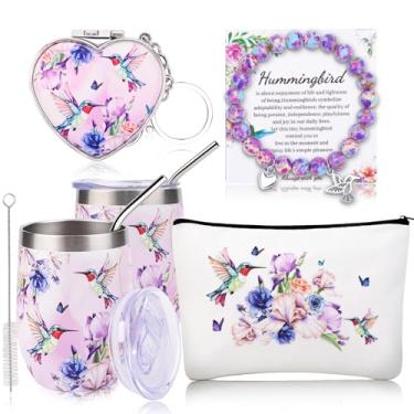 Imagem de FBBP Presentes de Dia das Mães da Filha Filha, Conjunto de Cesta de Presente de Beija-Flor com Pulseira de Joias, Bolsa de Maquiagem, Caneca de Café e Espelho de Chaveiro, Presentes Exclusivos para