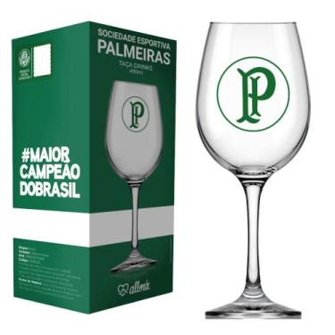 Imagem de Taça de Vinho Grande Drinks 490ml em Vidro Cristal Palmeiras na Caixa 