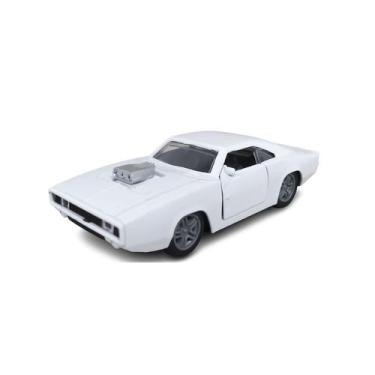 Imagem de Carrinho de Brinquedo Dodge Charger Branco Esportivo de Ferro a Fricçã