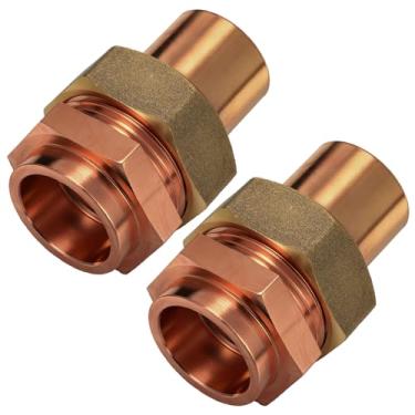 Imagem de Otoolling Pacote com 2 uniões de tubos de cobre de 3/10.2 cm C x C, conexão de suor LF Brass C x C, conector reto com extremidades de suor