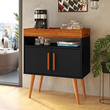 Imagem de Aparador Buffet Barzinho 2 Portas com Adega – Balcão em Madeira – Móvel Multifuncional Sala de Estar (Preto)