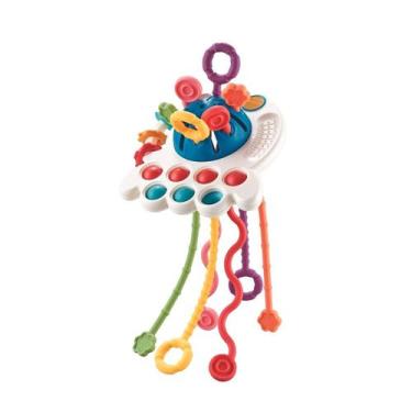 Imagem de Chocalho Montessori Educativo Multissensorial 4 Em 1 Colorido Com Cord