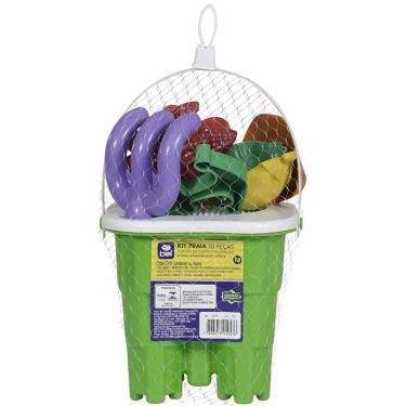 Imagem de Kit Baldinho de Praia Castelinho com 10 Peças Cores Sortidas (M) Bel