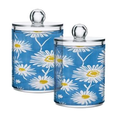 Imagem de Qilmy Qtip Suporte de boticário de 397 g, frasco de plástico transparente com tampa, dispensador de recipiente de banheiro para bola de algodão, cotonete, fio dental, pacote com 2