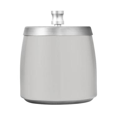 Imagem de Qilmy Cinzeiro de aço inoxidável cinza com tampa - Cinzeiro de cigarro à prova de vento sem cheiro sem fumaça para casa, escritório, carro, pátio, varanda (uso interno e externo)