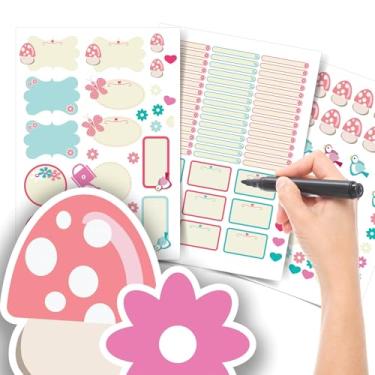 Imagem de Etiqueta Escolar Menina com TAG + Caneta (Flores Jardim, Kit de Etiquetas)