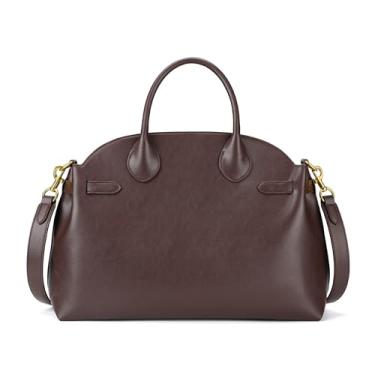 Imagem de Bolsa de couro retrô para laptop de trabalho: Bolsa de mão para computador de grande capacidade de 35 a 40 cm - Mulheres profissionais - Viagem de negócios uso diário