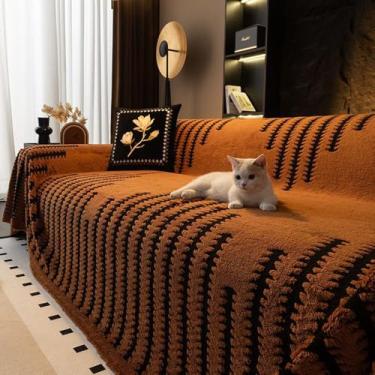 Imagem de Capa de sofá, capa de sofá decorativa moderna, lavável, antiderrapante, protetor de móveis para cães, animais de estimação, sala de estar, decoração de casa - laranja||180 x 260 cm