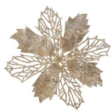 Imagem de Enfeite de árvore de Natal, vazado, criativo, multicolorido, artificial, flores vazadas, elegante, árvore de Natal romântica (M, champanhe)