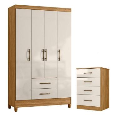 Imagem de Guarda Roupa Solteiro Paraty E Cômoda Ms913 Freijó Off White - Moval