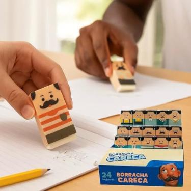 Imagem de Kit 24 Borrachas Escolar Careca Divertida Carinha Borrão Apagar Infantil Apagar Lápis Material