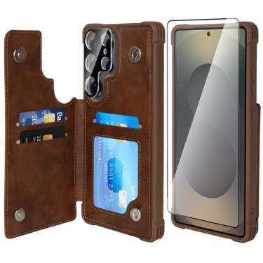 Imagem de VANAVAGY Capa carteira compatível com Galaxy S25 Ultra para mulheres e homens, capa flip de couro sintético para celular compatível com suporte magnético para carro com suporte de cartão de crédito